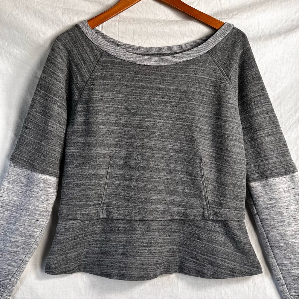 Derek Lam 10C x Athleta Sweater Womens M Gray Layer Terry Pullover Sweatshirt